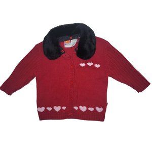 vintage Mckids mcdonalds made red sweater hearts with removable fuzzy collar